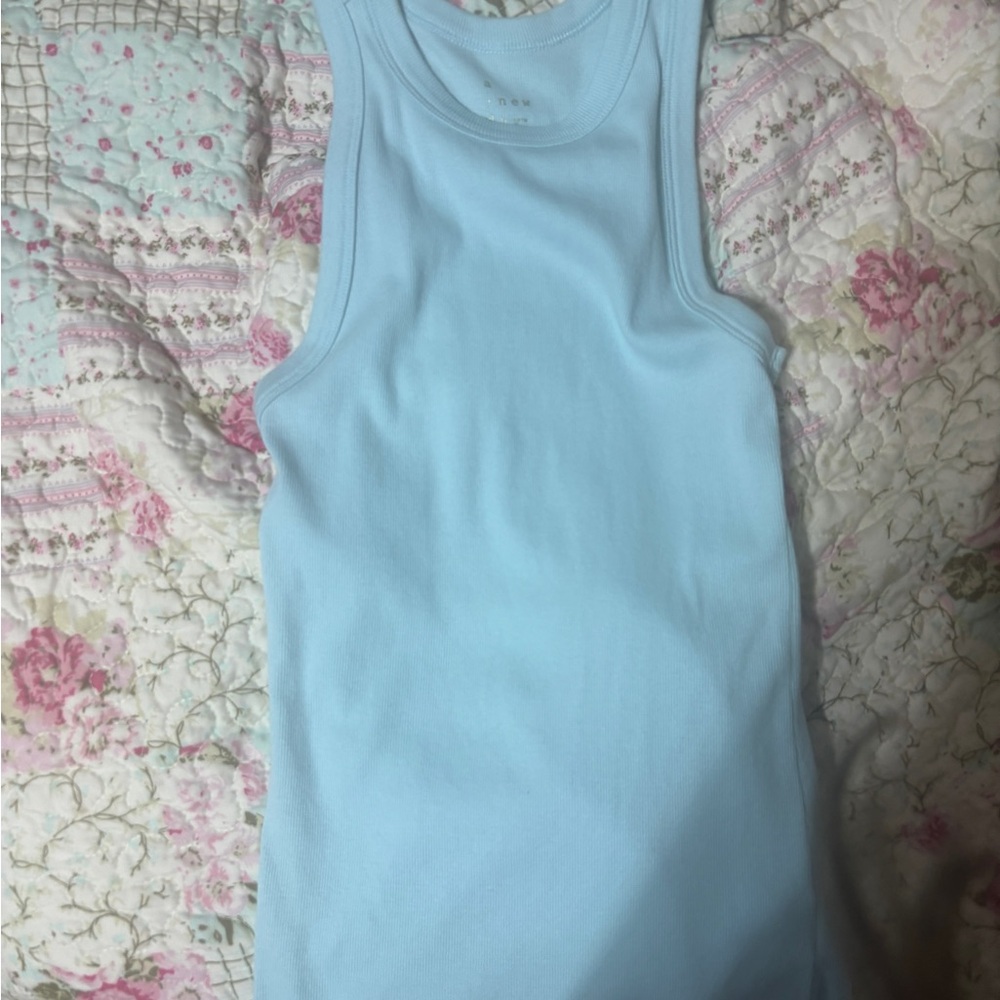 a new day Fitted Blue Sleeveless Tank Top